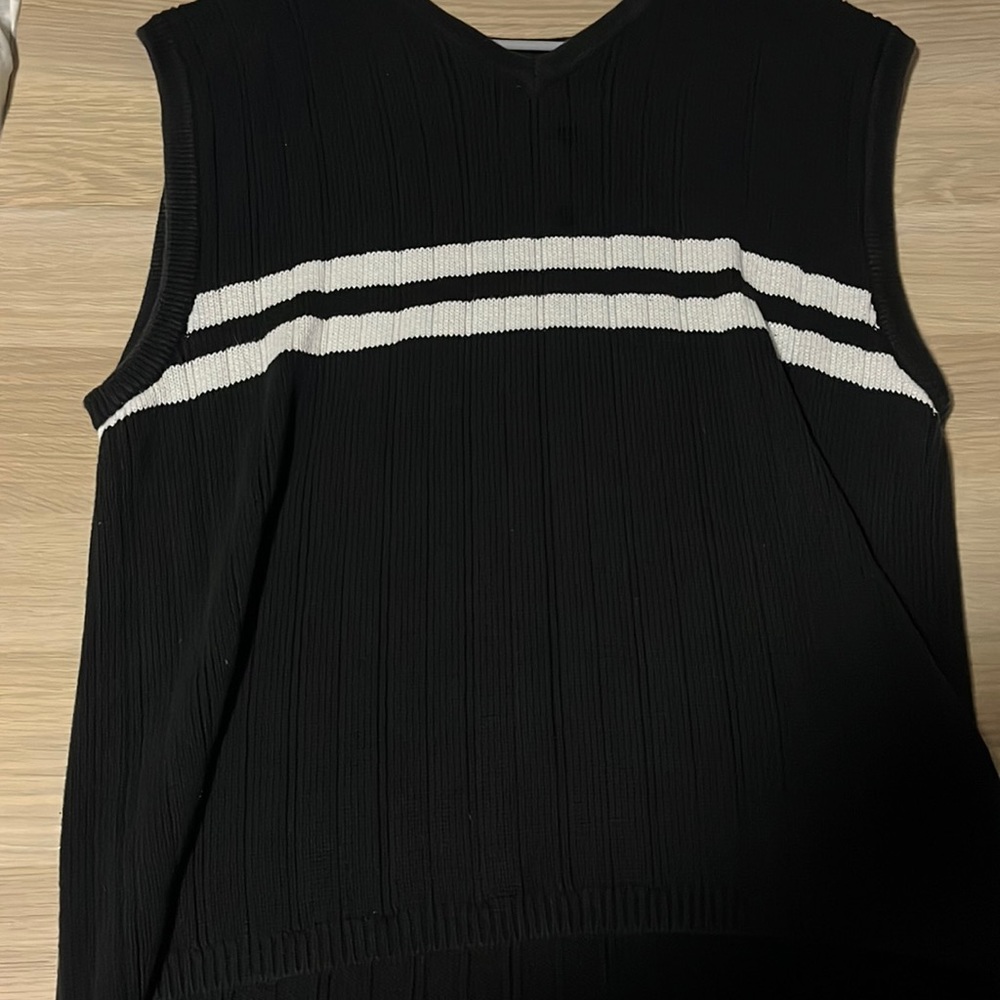 Black and White Stripped Oversized Sweater Vest